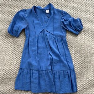 Zara Blue Smocked Puff Sleeve Sundress